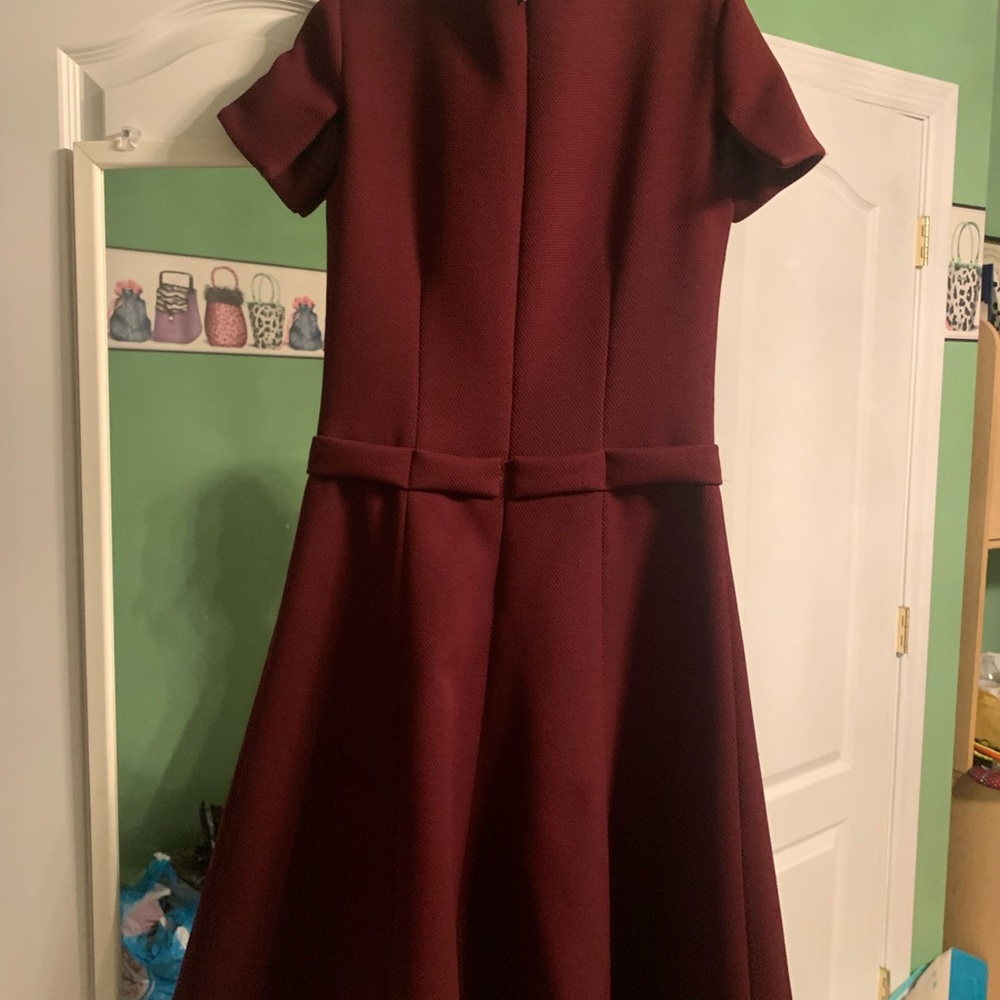 Women Maroon Cape Sleeves Blazer Dress